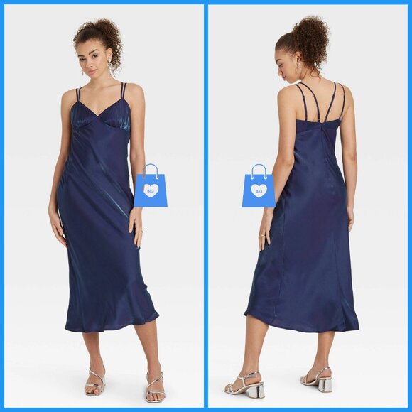 Small - Womens Iridescent Maxi Slip Dress - Wild Fable - Blue - Picture 1 of 6